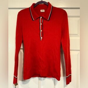 Tory Burch Red Polo Sweater